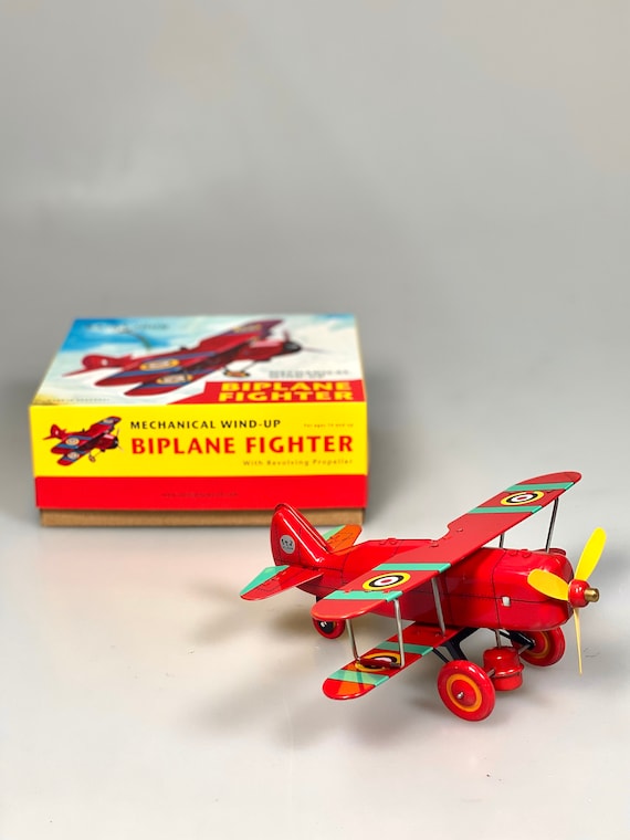 Biplane Fighter.vintage Wind up Tin Toy Retro Collectible Plane sign and Production by Saint John.gift for Kids.christmas Gift Idea Etsy UK