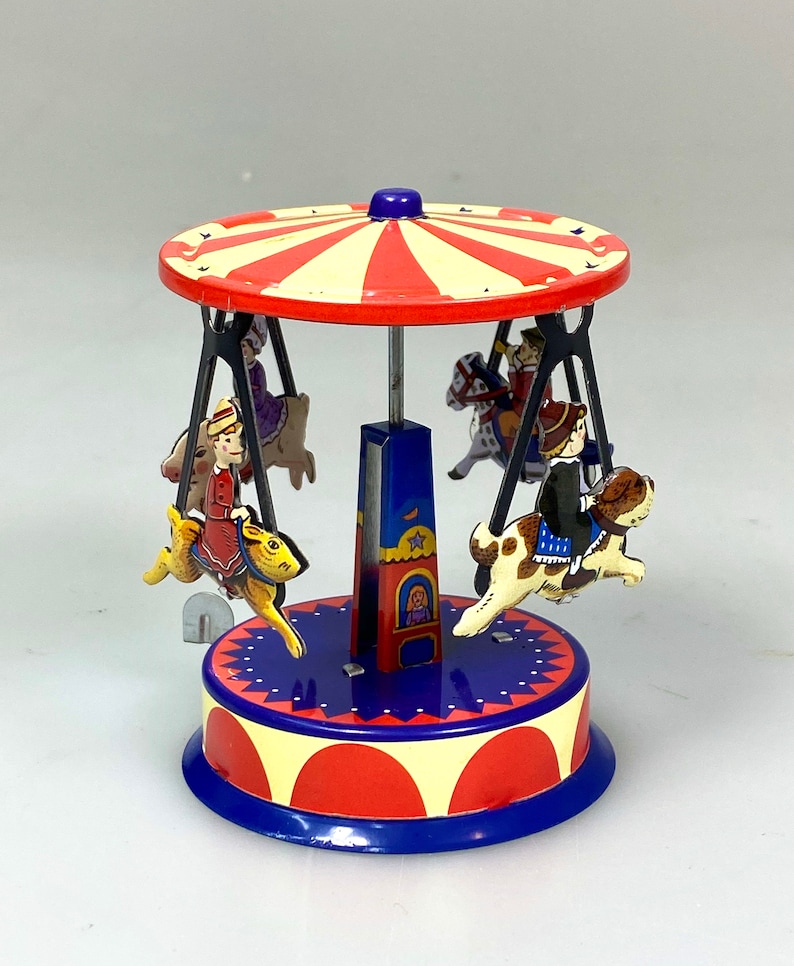 Animal Carousel.vintage Wind up Tin Toy Retro Collectible Carousel ...