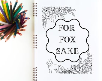 Adult Coloring Page, Coloring Printable, Adult Coloring Digital Download FOX