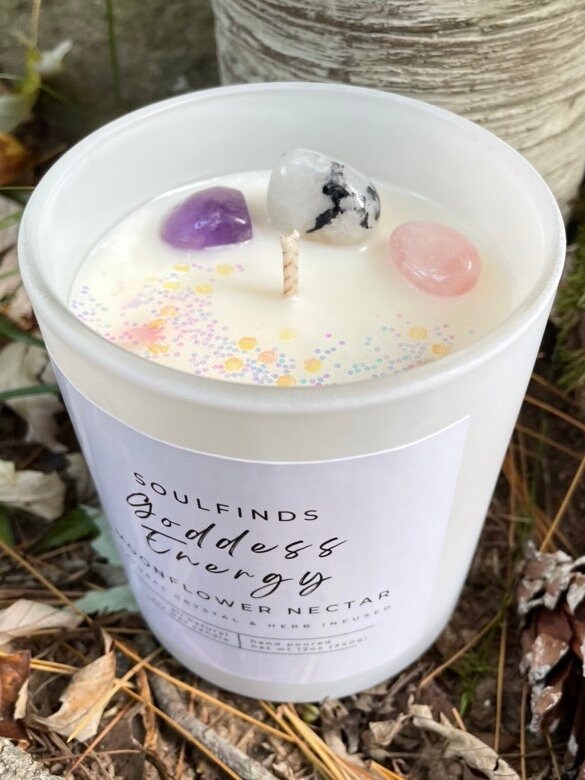 Goddess Energy Healing Crystal Candle - Etsy