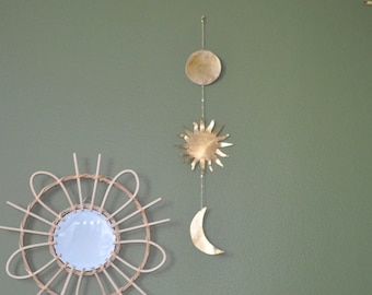 Mobile model Astra #2. Brass wall jewel. Astrology. Handmade. Mobile to hang or attach to the wall. Decoration. Baby room