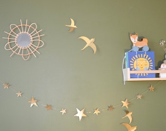 Astra #3 Mobile. Long garland of stars. Baby room decoration. Handcrafted. Brass Christmas garland.