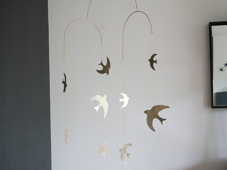 Mobile model Alya. Brass bird mobile. Baby room. Interior decoration. To offer. Handmade. image 2