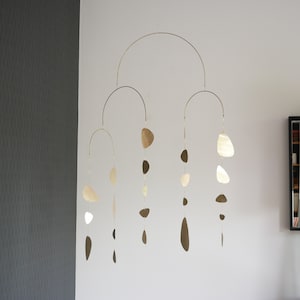 Cygnus Plus Mobile. Abstract brass mobile. Kinetic pendant. Home decor. Handmade.
