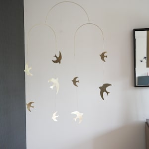 Mobile model Alya. Brass bird mobile. Baby room. Interior decoration. To offer. Handmade. image 1