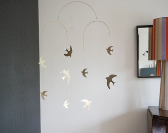 Mobile model Alya. Brass bird mobile. Baby room. Interior decoration. To offer. Handmade.