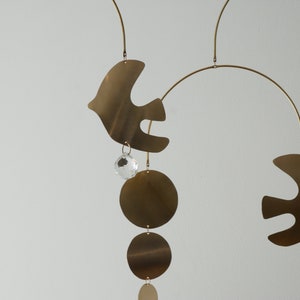 Rana model mobile. Abstract brass mobile. Kinetic suspension. Interior decoration. Handmade image 4