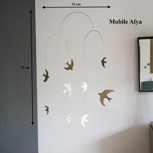 Mobile modèle Alya. Mobile oiseaux en laiton. Chambre de bébé. Décoration intérieure. A offrir. Fait main. image 9