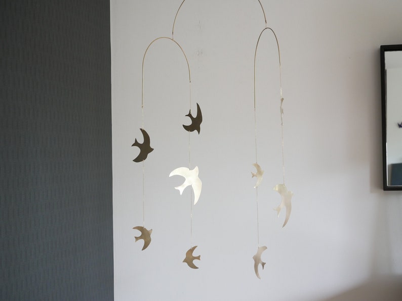 Mobile model Alya. Brass bird mobile. Baby room. Interior decoration. To offer. Handmade. image 7