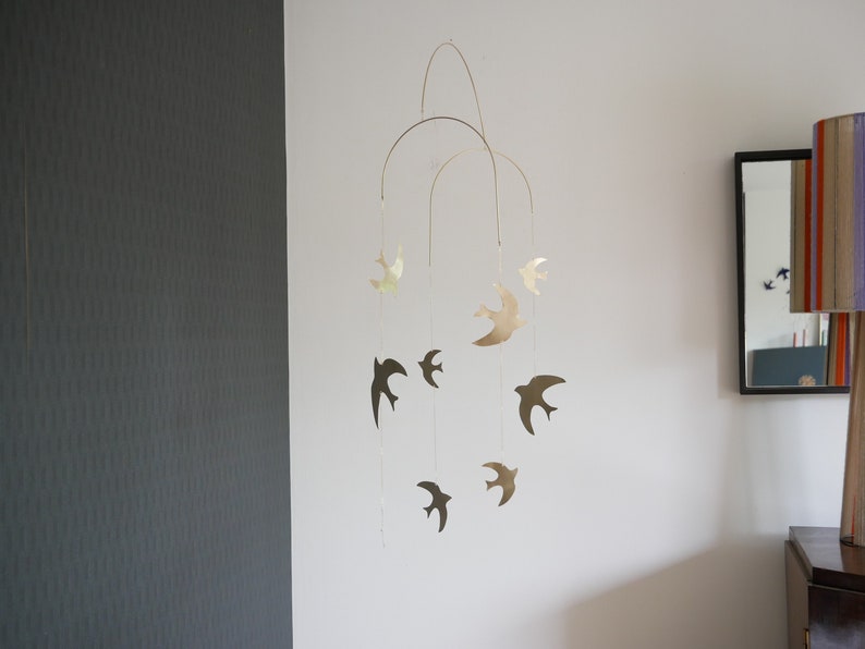 Mobile model Alya. Brass bird mobile. Baby room. Interior decoration. To offer. Handmade. image 8