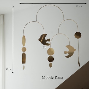 Rana model mobile. Abstract brass mobile. Kinetic suspension. Interior decoration. Handmade image 10