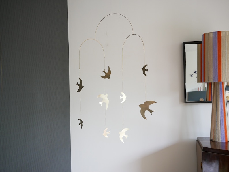 Mobile model Alya. Brass bird mobile. Baby room. Interior decoration. To offer. Handmade. image 3