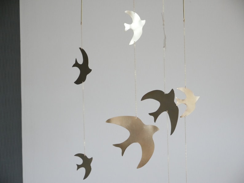 Mobile model Alya. Brass bird mobile. Baby room. Interior decoration. To offer. Handmade. image 4