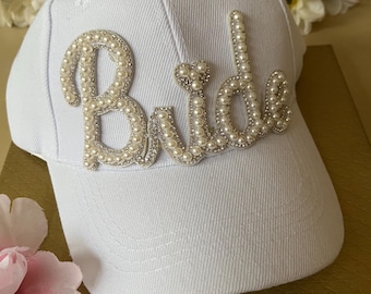Bride Trucker Hat, White Pearls and Crystal, Bachelorette  display picture 1