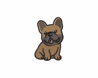 Mini French Bulldog Embroidery Design, Cute Cartoon Dog Embroidery Files, Pet Embroidery Patterns, Machine Embroidery Designs