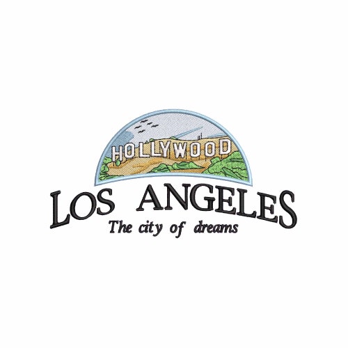 Los Angeles Embroidery Design, Hollywood Embroidery Files, California Embroidery Patterns, Travel Embroidery, Machine Embroidery Designs
