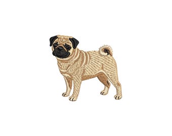 Mini Pug Embroidery Design, Dog Embroidery Files, Pet Embroidery Patterns, Machine Embroidery Designs
