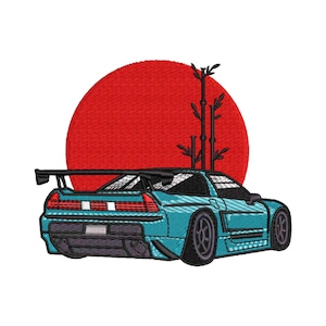 Rennsportwagen Stickdatei, Japanische Maschinenstickdatei