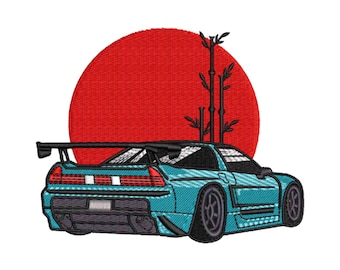 Race Sports Car Embroidery Design, Japanese Machine Embroidery File