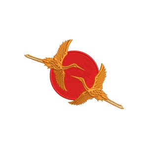 Japanese crane embroidery design