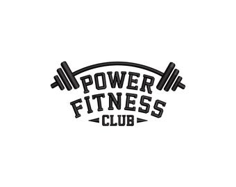 Diseño de bordado para Power Fitness Club: Patrón de gimnasio deportivo (descarga digital)