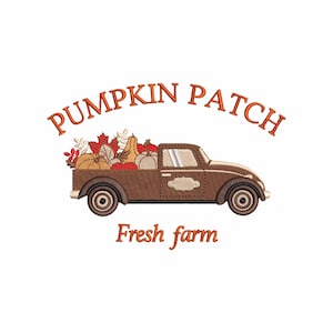 Fall embroidery designs, Machine embroidery designs, Farm fresh truck, Embroidery files, Pumpkin patch, Pumpkin embroidery, digital download