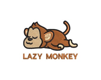 Schlafendes Affen Stickmuster, Baby Stickmuster, Stickmuster, Stickdatei Tier, Stickdatei für die Stickmaschine