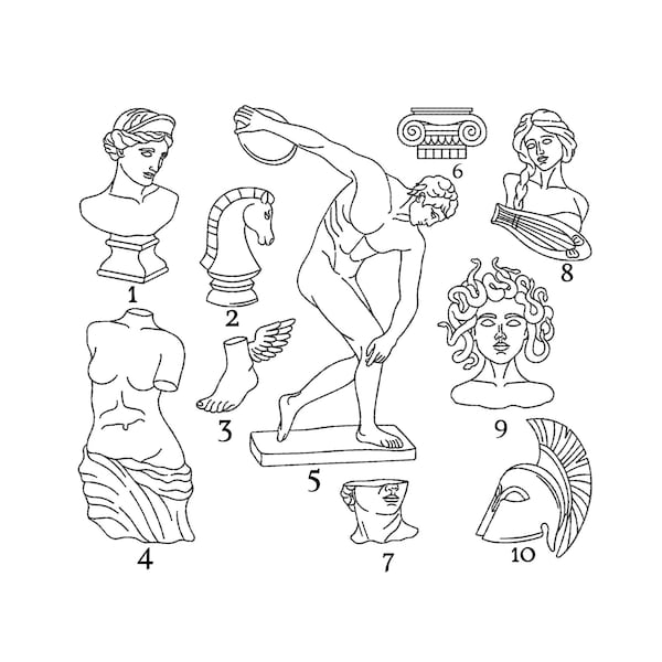 Greek Mythology Embroidery Designs: Ancient Line Art Bundle (Digital Download)
