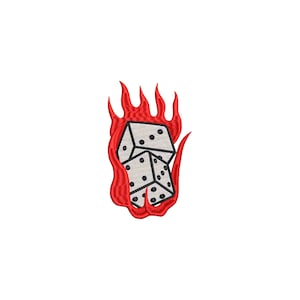 Brennende Würfel Stickdatei, Maschinenstickdatei, Stickmuster, Stickdateien, Trendstickerei, digitaler Download