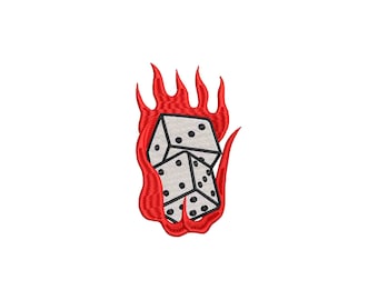 Burning dice embroidery design