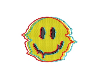 Glitch smiley embroidery design, machine embroidery designs, embroidery pattern, embroidery files, trendy embroidery, digital download
