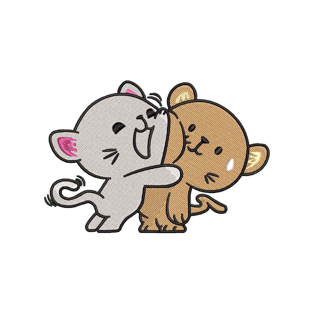 Cute Cat Machine Embroidery Designs, Cartoon Couple Embroidery Design ...