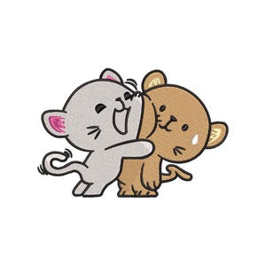 Cute cat machine embroidery designs, Cartoon couple embroidery design, Valentine embroidery designs, Kawaii Cats Couple, Digital download