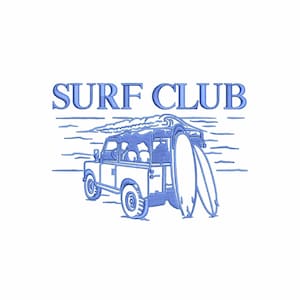 Surf club machine embroidery designs, beach, ocean, embroidery files, embroidery pattern, trendy embroidery designs, digital download