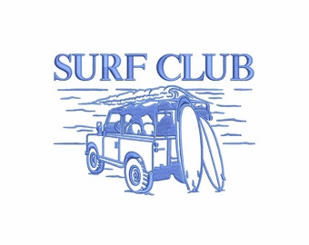 Surf club machine embroidery designs, beach, ocean, embroidery files, embroidery pattern, trendy embroidery designs, digital download
