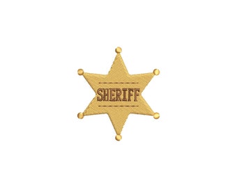 Mini sheriff badge machine embroidery designs, Cowboy Wild West embroidery pattern, Mini Deputy Badge embroidery files, digital download