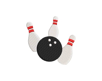 Bowling ball machine embroidery designs, bowling pins, embroidery files, embroidery pattern, Game, Sports embroidery, digital download