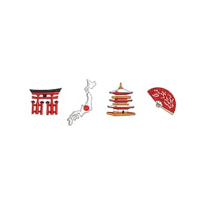 Japan Stickdatei, Stickmuster, Stickdatei Pagode, japanische Kunst, Torii Tor, asiatische Kunst, digitaler Download