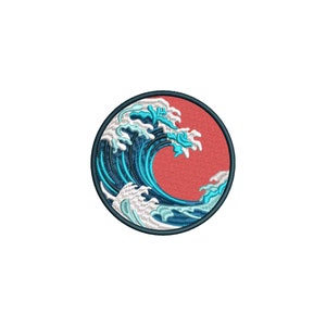 The Great Wave off Kanagawa machine embroidery designs, Japanese art, embroidery art, embroidery pattern, embroidery files, Digital download
