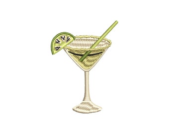 Mini margarita cocktail machine embroidery designs, wine glass, embroidery files, Cocktail club, Lime, embroidery pattern, digital download