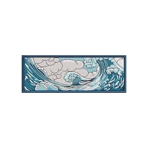 The great wave off kanagawa, machine embroidery designs, japanese embroidery art, embroidery files, embroidery pattern, digital download