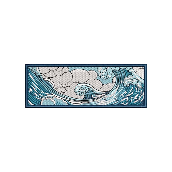 The great wave off kanagawa, machine embroidery designs, japanese embroidery art, embroidery files, embroidery pattern, digital download