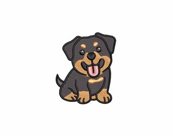 Mini Rottweiler Embroidery Design, Cute Cartoon Dog Embroidery Files, Pet Embroidery Patterns, Machine Embroidery Designs