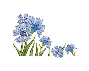 Cornflower Embroidery Design: Wildflower Bouquet (Digital Download)