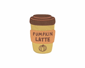 Fall embroidery designs, Machine embroidery designs, Pumpkin spice latte, Embroidery files, Coffee, Embroidery pattern, Digital download