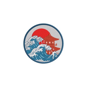 The Great Wave off Kanagawa machine embroidery designs, Japanese art, embroidery pattern, embroidery files, embroidery art, digital download