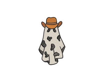 Ricamo di un fantasma cowboy, disegni per ricamo di Halloween, file per ricamo western, stagione spettrale, disegni per ricamo a macchina