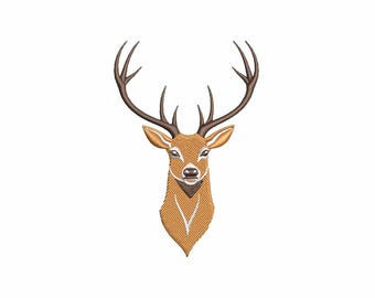 Buck deer head embroidery design, Forest Animals, Embroidery files, Animal embroidery design, Hunting embroidery, machine embroidery designs