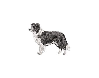 ミニボーダーコリーの刺繍デザイン、犬の刺繍ファイル、ペットの刺繍パターン、ミシン刺繍デザイン
