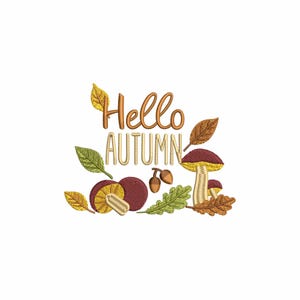 Autumn Mushroom embroidery design, Fall embroidery designs, machine embroidery designs, embroidery files, Fall leaves embroidery pattern